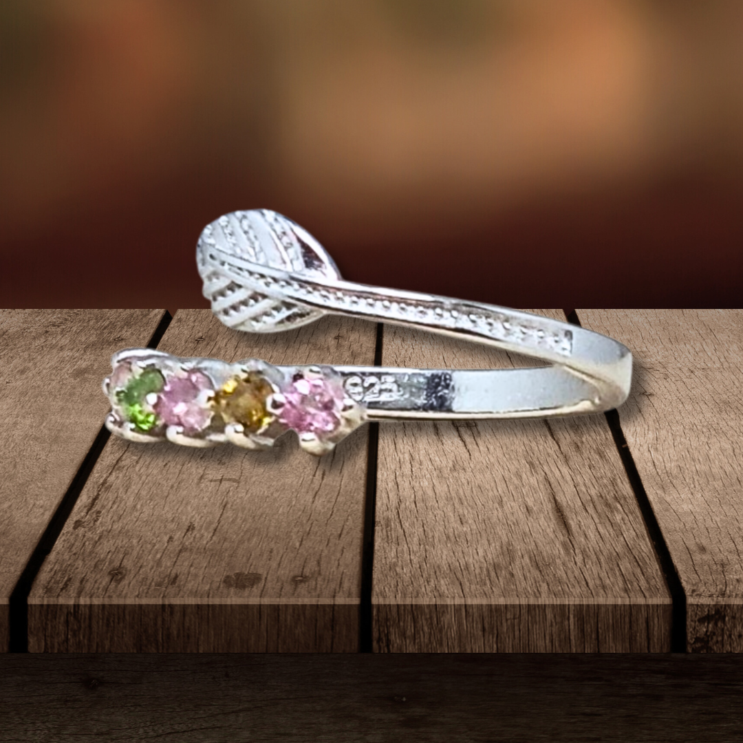 Bague réglable en Tourmaline multicolore et Argent (BAG37-1) - ENAE Minéraux