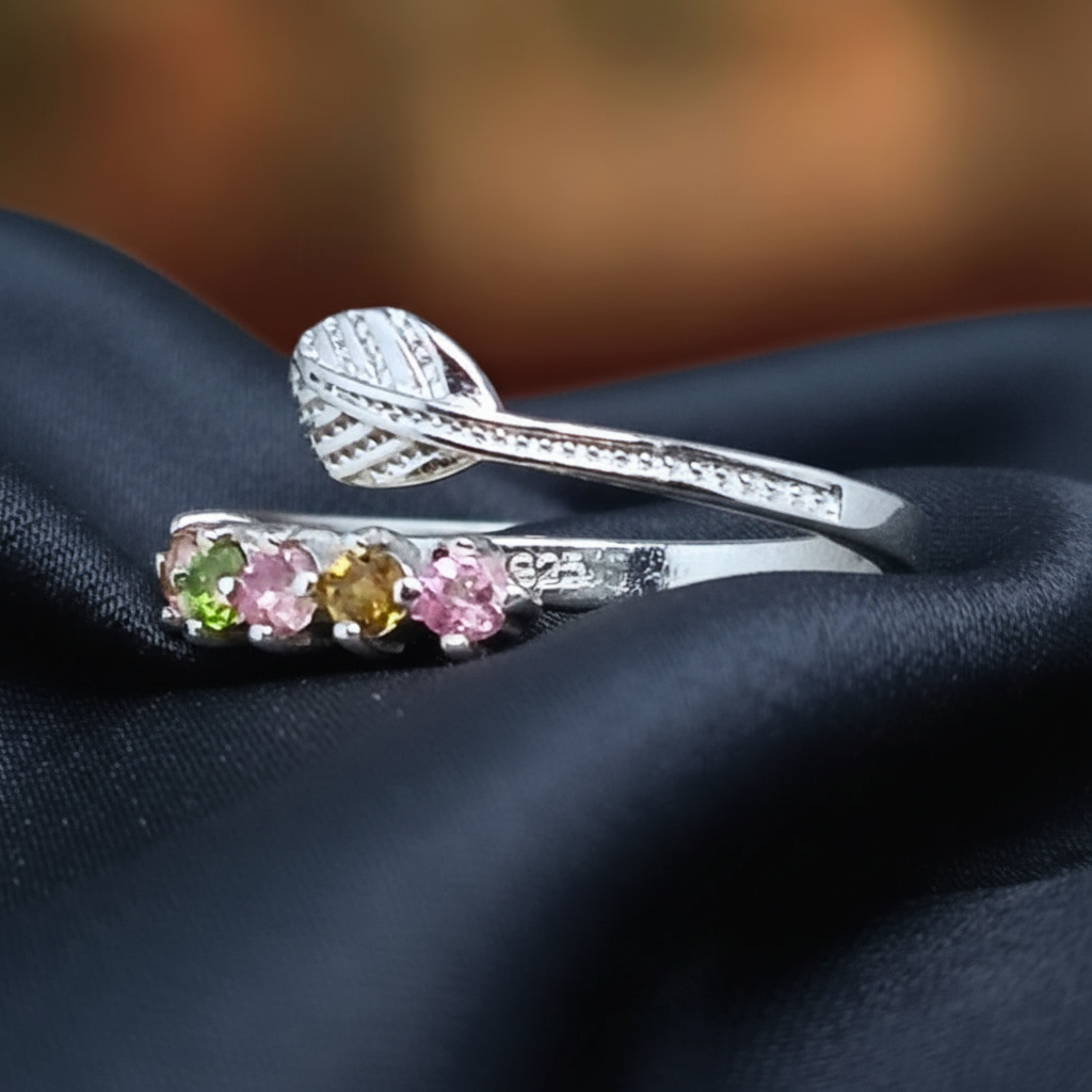 Bague réglable en Tourmaline multicolore et Argent (BAG37-1)