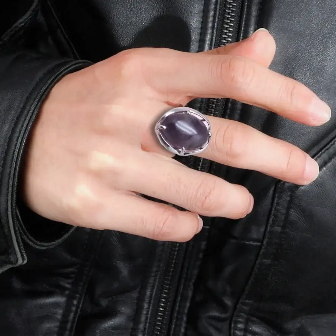 Bague réglable en Améthyste (BAGA5)