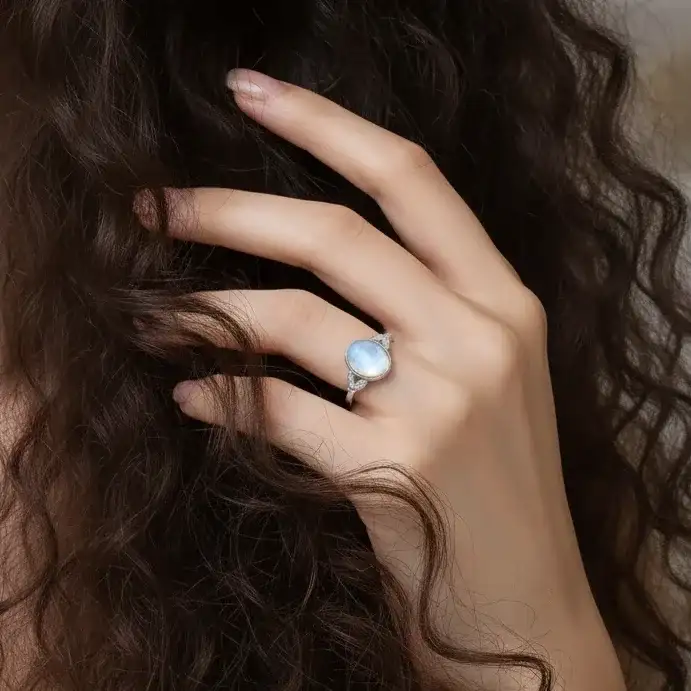 Bague réglable en Péristérite (BAG32 - 2)