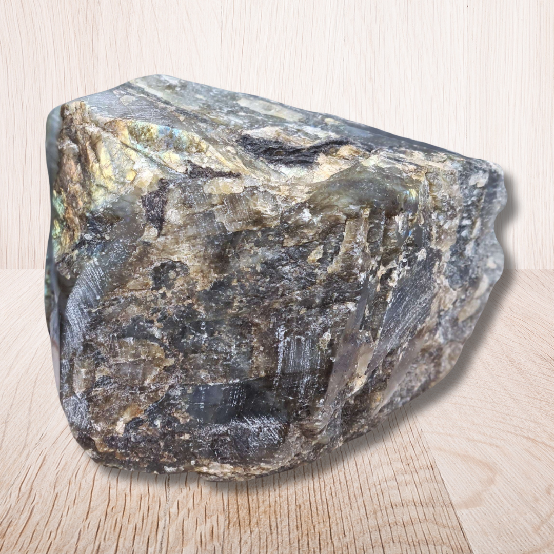 Bloc de Labradorite brut et poli 1357g (LAP352-3) - ENAE Minéraux