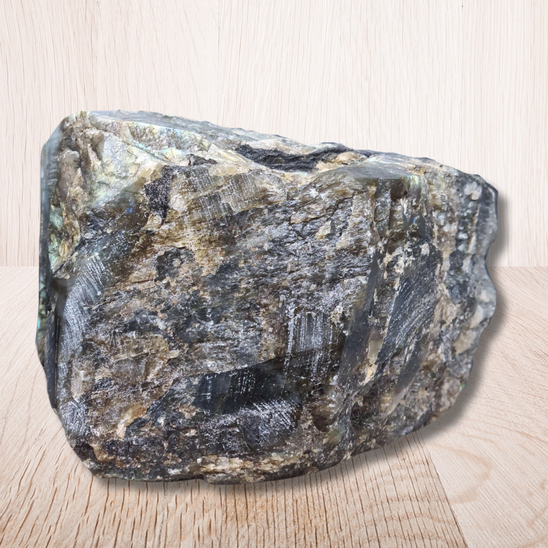 Bloc de Labradorite brut et poli 1357g (LAP352-3) - ENAE Minéraux