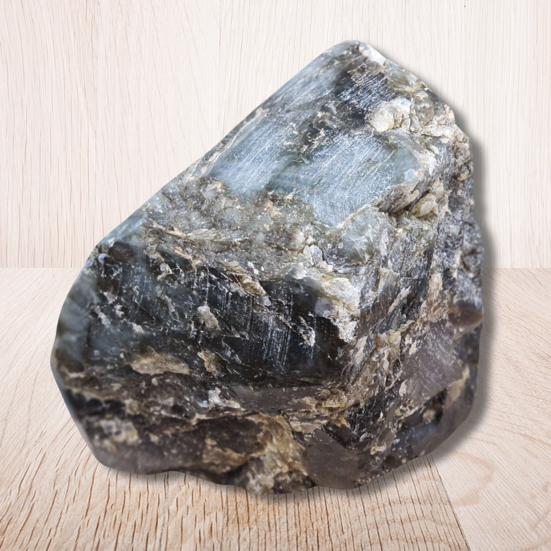 Bloc de Labradorite brut et poli 1357g (LAP352-3) - ENAE Minéraux