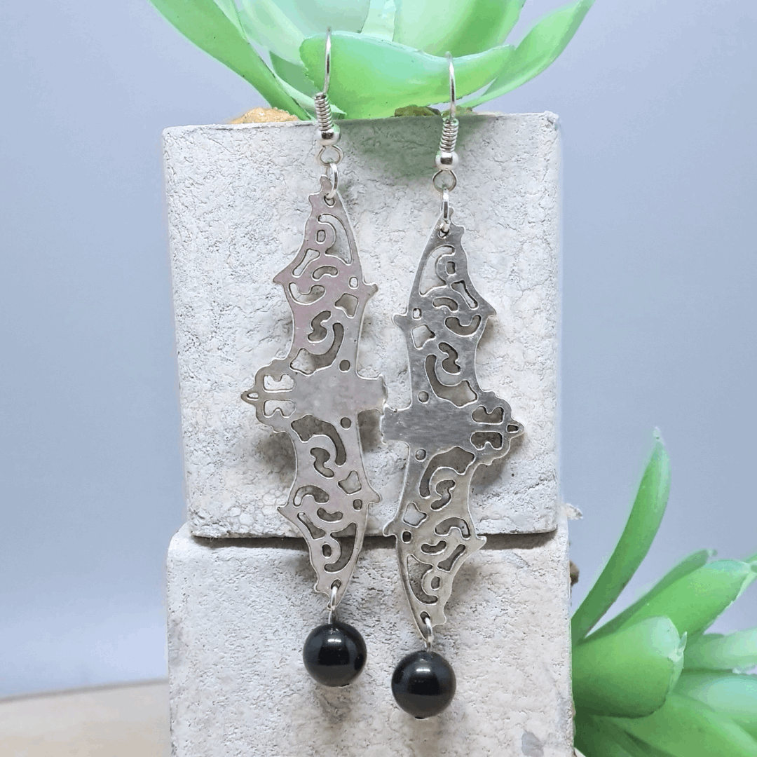 Boucles d'oreilles chauve-souris et Obsidienne noire (BOHM204)