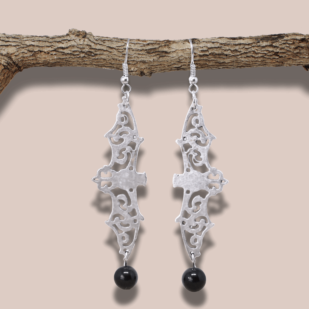 Boucles d'oreilles chauve-souris et Obsidienne noire (BOHM204)