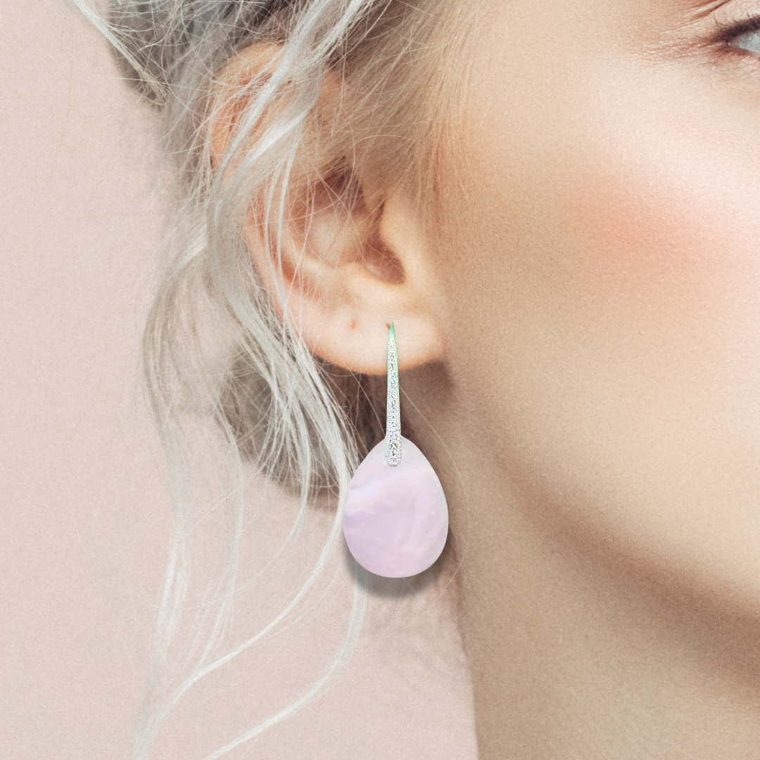 Boucles d'oreilles en Quartz rose (BO100-1)