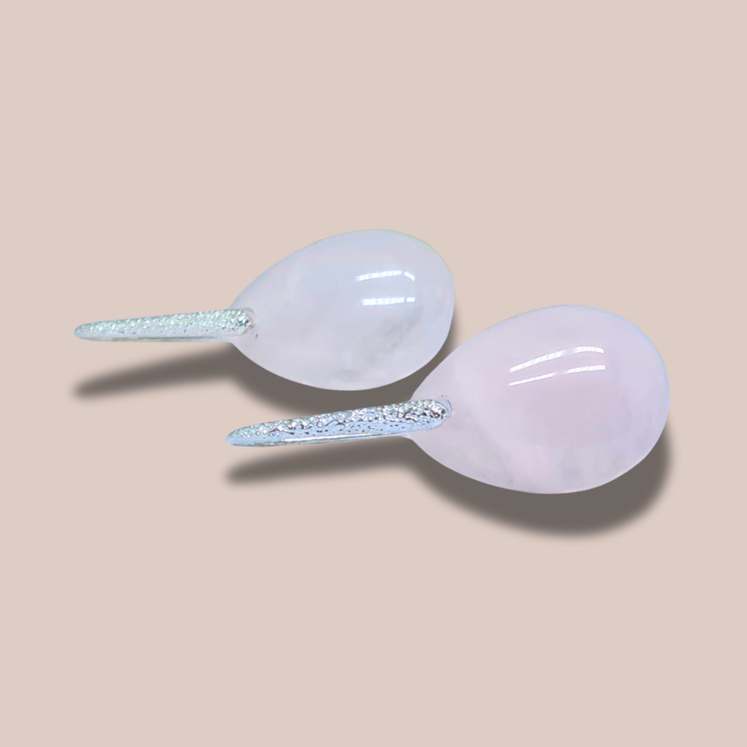 Boucles d'oreilles en Quartz rose (BO100-1)