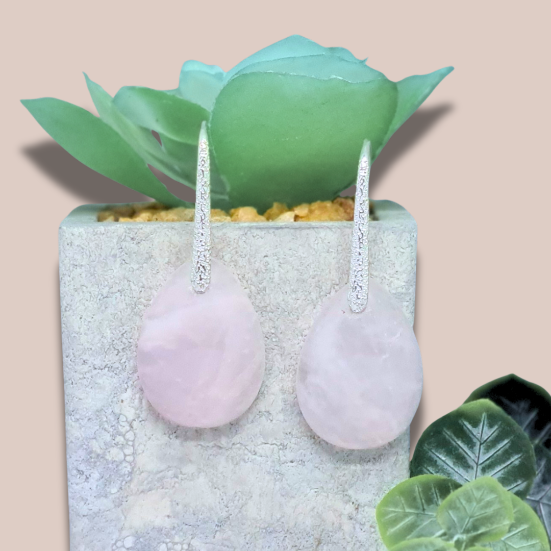 Boucles d'oreilles en Quartz rose (BO100-1)