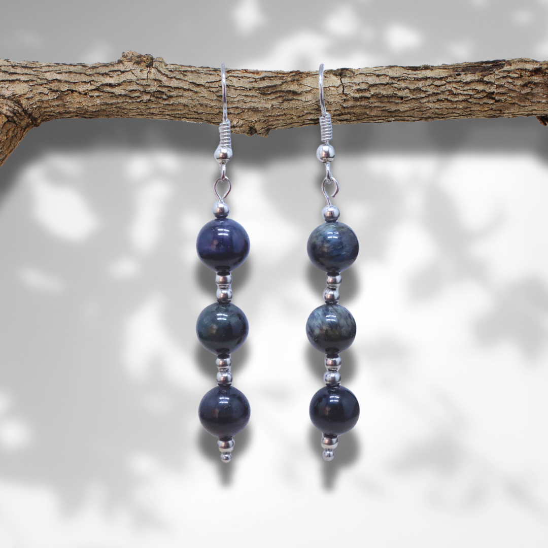 Boucles d'oreilles en Œil de Faucon (BO210) - ENAE Minéraux