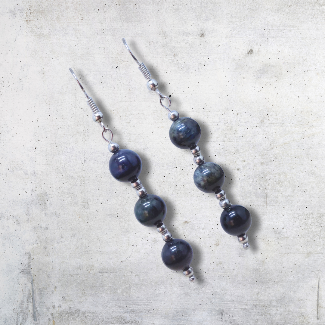 Boucles d'oreilles en Œil de Faucon (BO210) - ENAE Minéraux