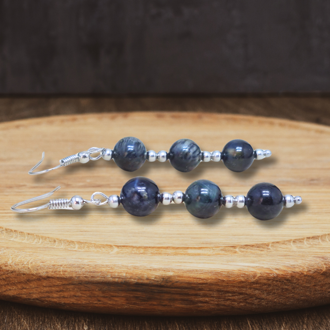 Boucles d'oreilles en Œil de Faucon (BO210) - ENAE Minéraux