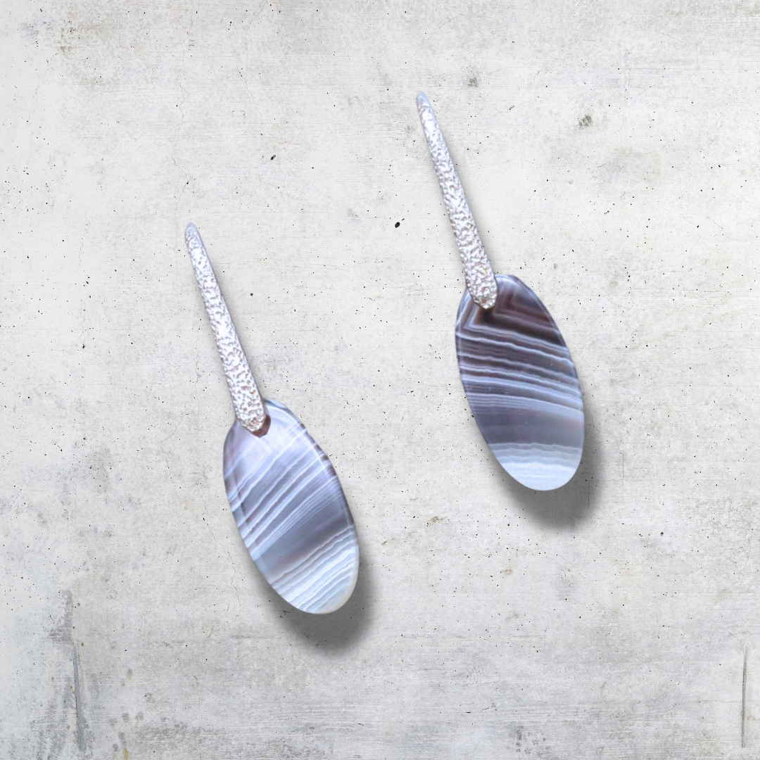 Boucles d'oreilles en Agate du Botswana (BO77)