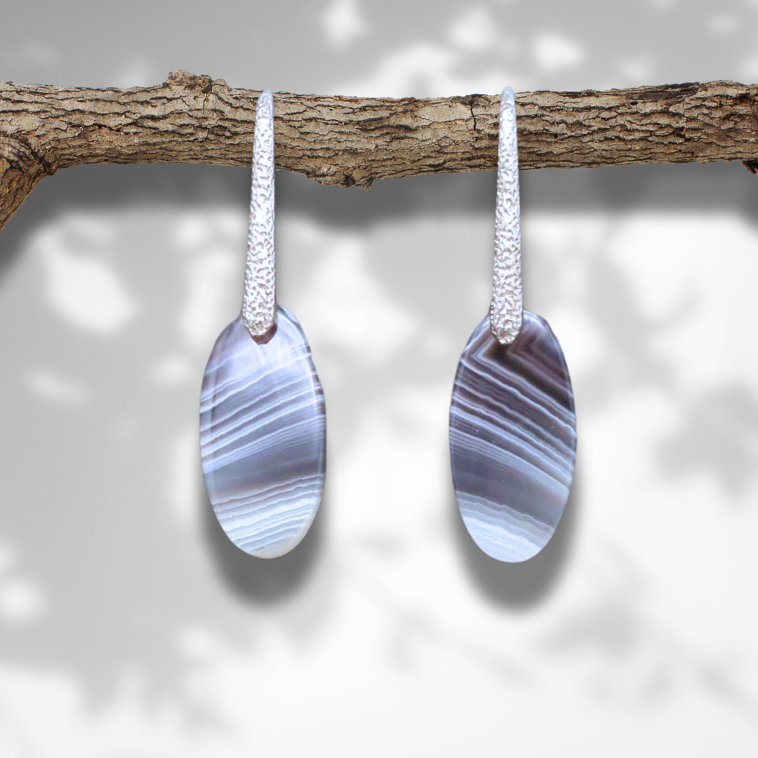 Boucles d'oreilles en Agate du Botswana (BO77)