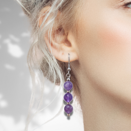 Boucles d'oreilles en Améthyste (BO229)