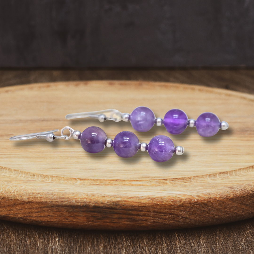 Boucles d'oreilles en Améthyste (BO229)