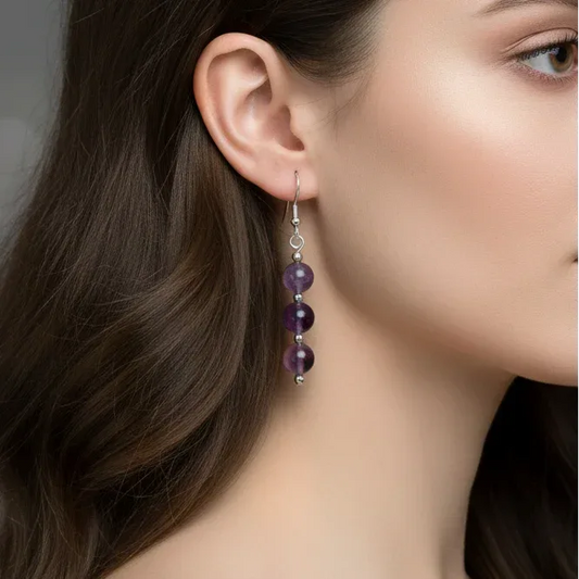 Boucles d'oreilles en Améthyste (BO229)