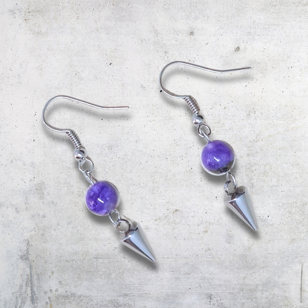 Boucles d'oreilles en Charoïte (BOHM200) - ENAE Minéraux