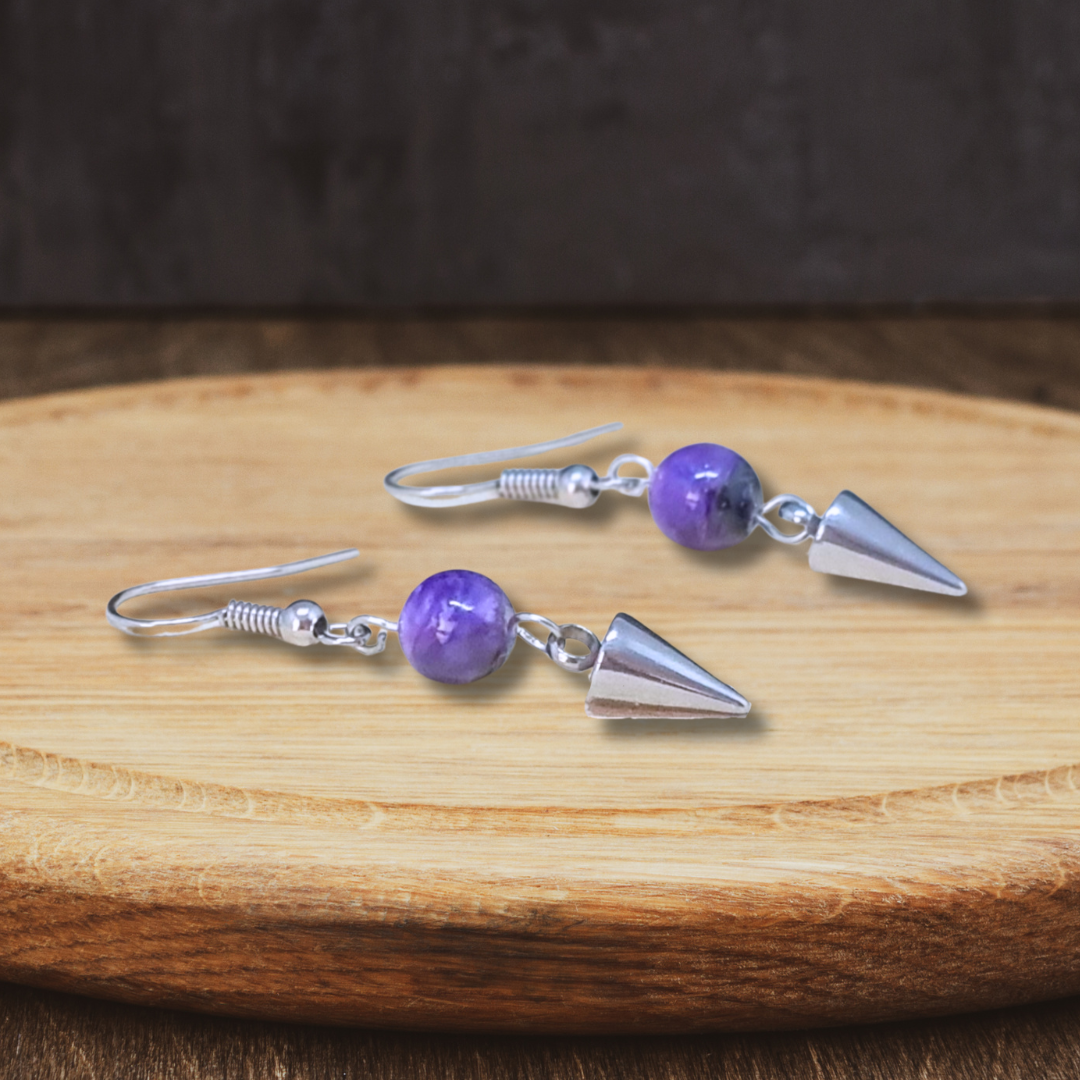 Boucles d'oreilles en Charoïte (BOHM200) - ENAE Minéraux
