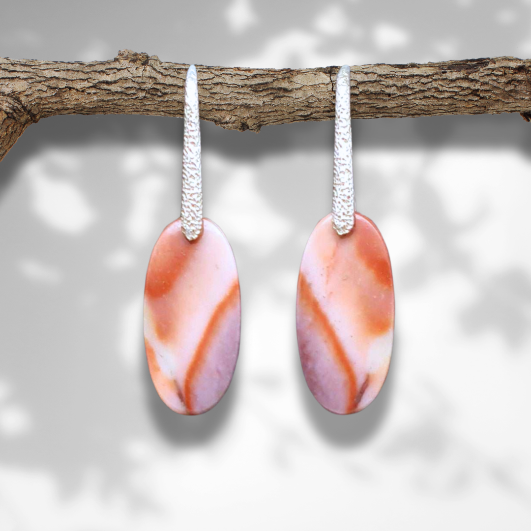Boucles d'oreilles en Jaspe Mookaïte (BO111) - ENAE Minéraux