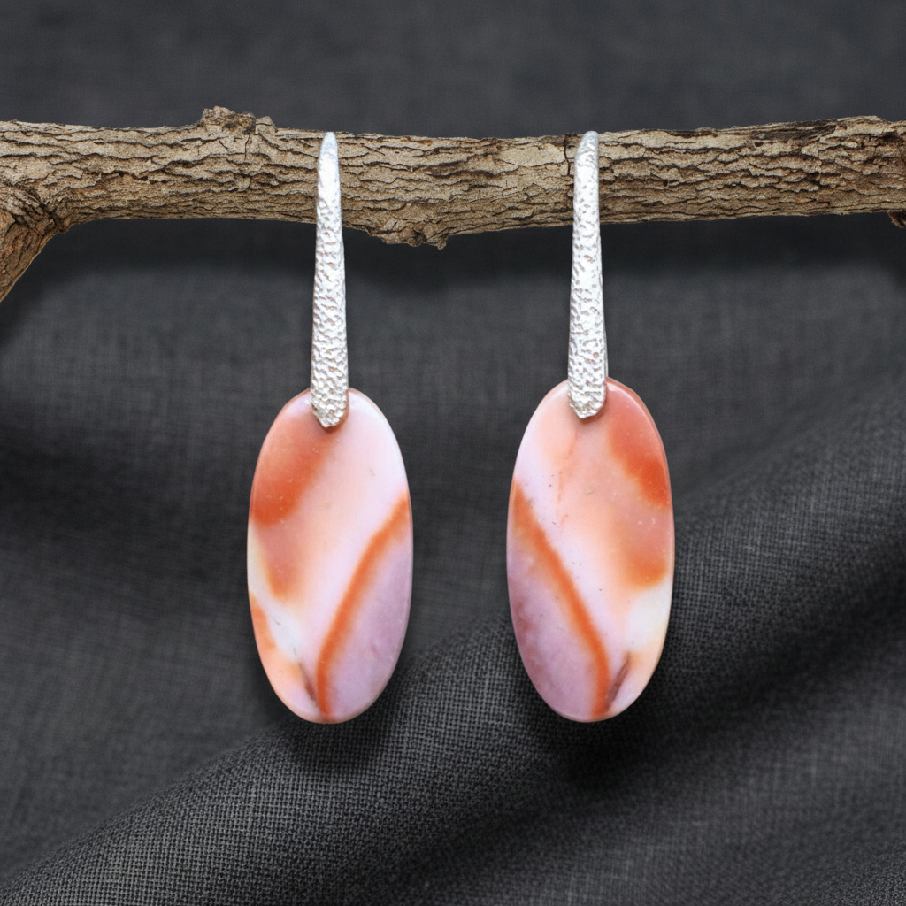 Boucles d'oreilles en Jaspe Mookaïte (BO111)