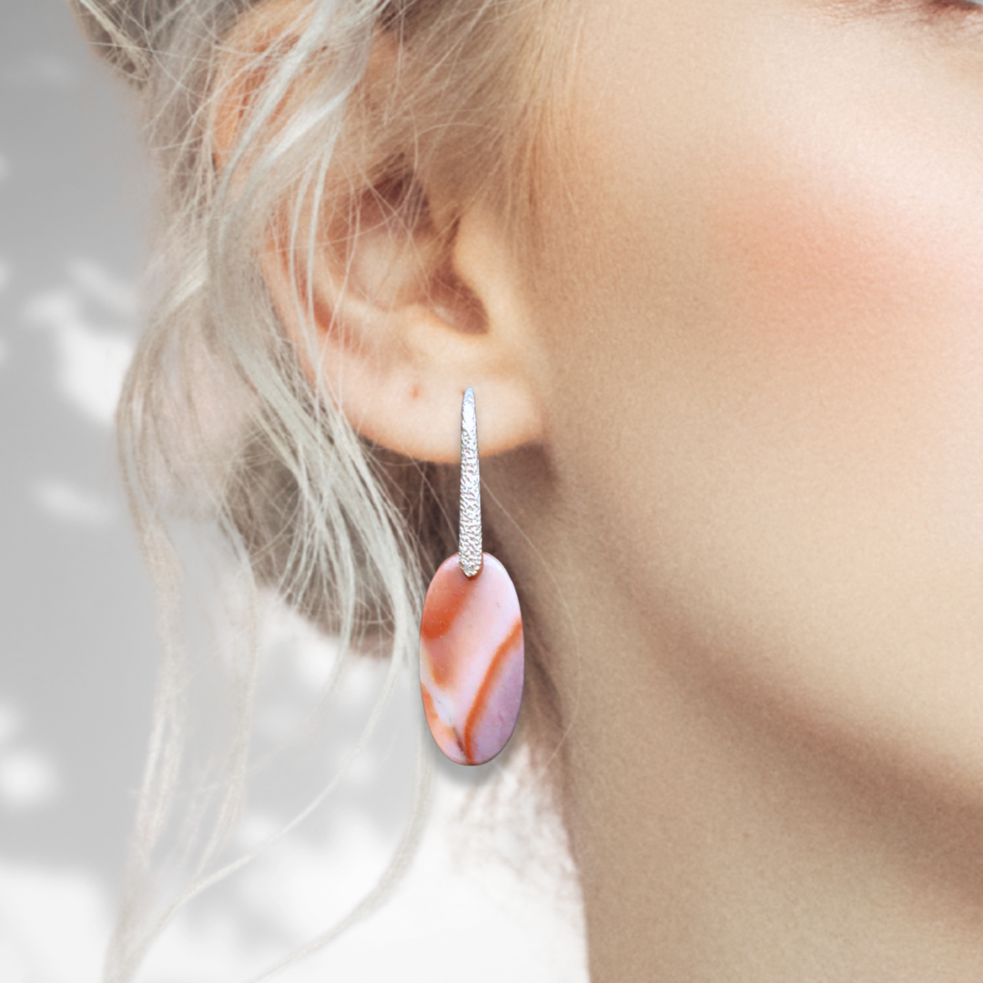 Boucles d'oreilles en Jaspe Mookaïte (BO111) - ENAE Minéraux