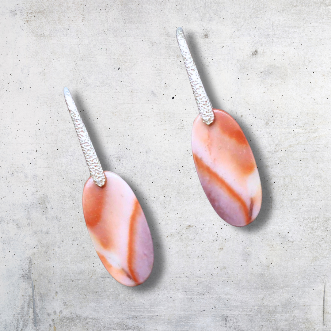 Boucles d'oreilles en Jaspe Mookaïte (BO111) - ENAE Minéraux