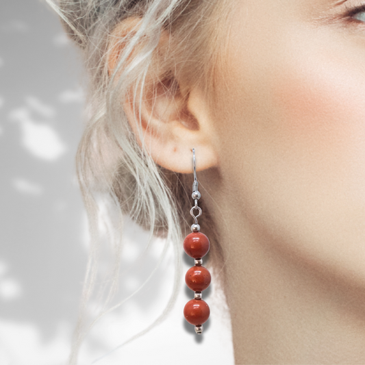 Boucles d'oreilles en Jaspe Rouge (BO228) - ENAE Minéraux