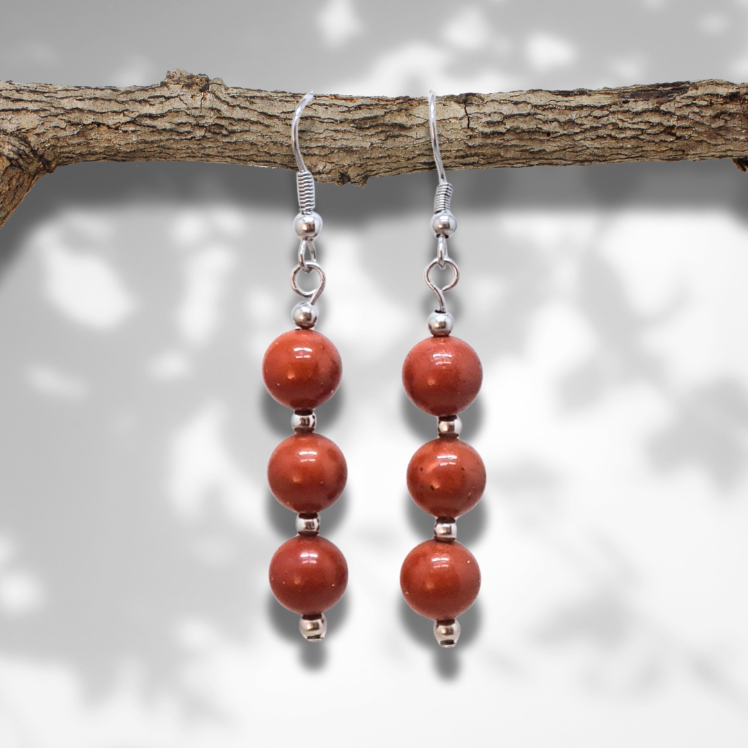 Boucles d'oreilles en Jaspe Rouge (BO228) - ENAE Minéraux