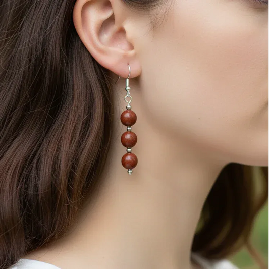 Boucles d'oreilles en Jaspe Rouge (BO228)