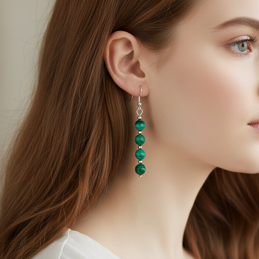 Boucles d'oreilles en perles de Malachite (BO212)
