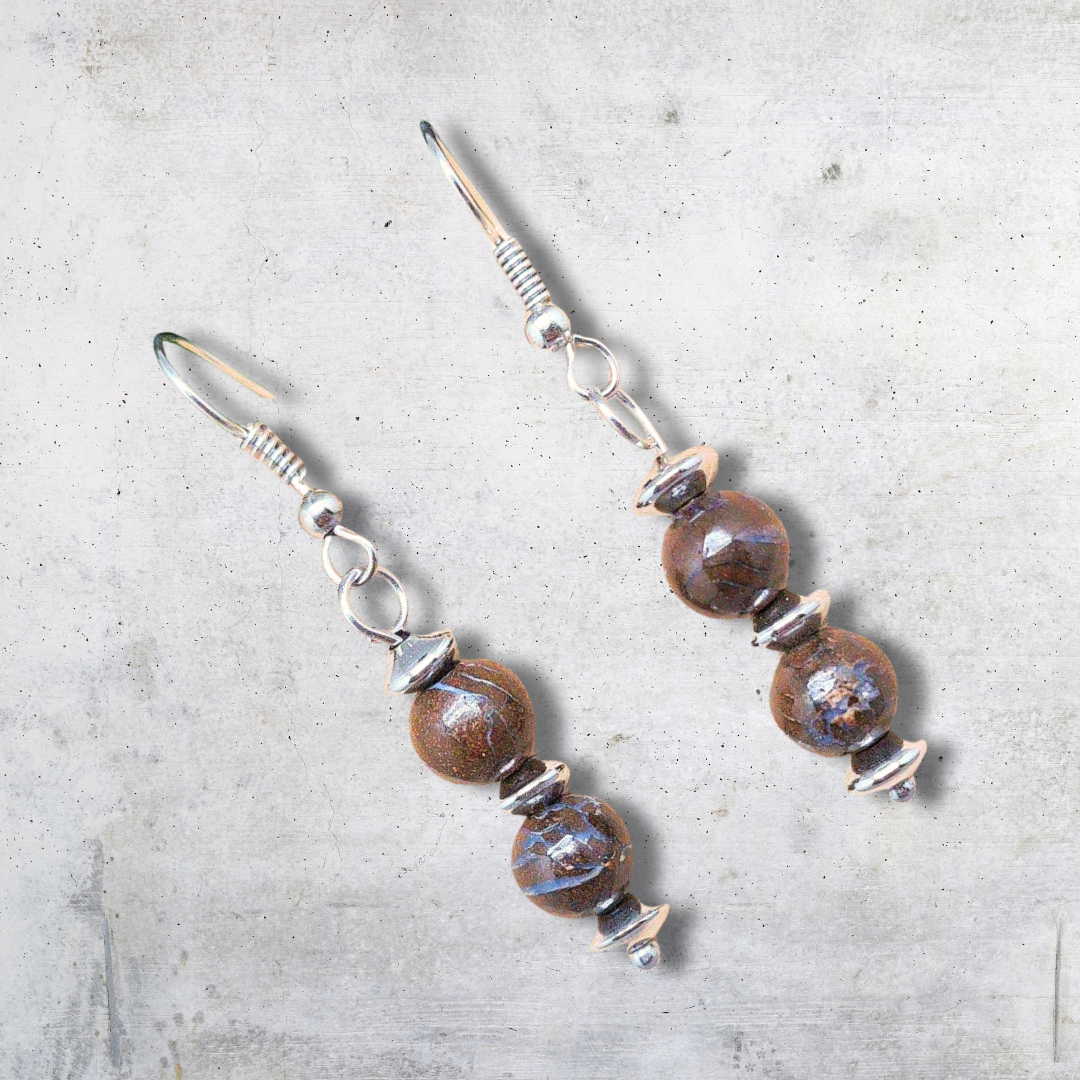 Boucles d'oreilles en Opale Boulder (BO155) - ENAE Minéraux