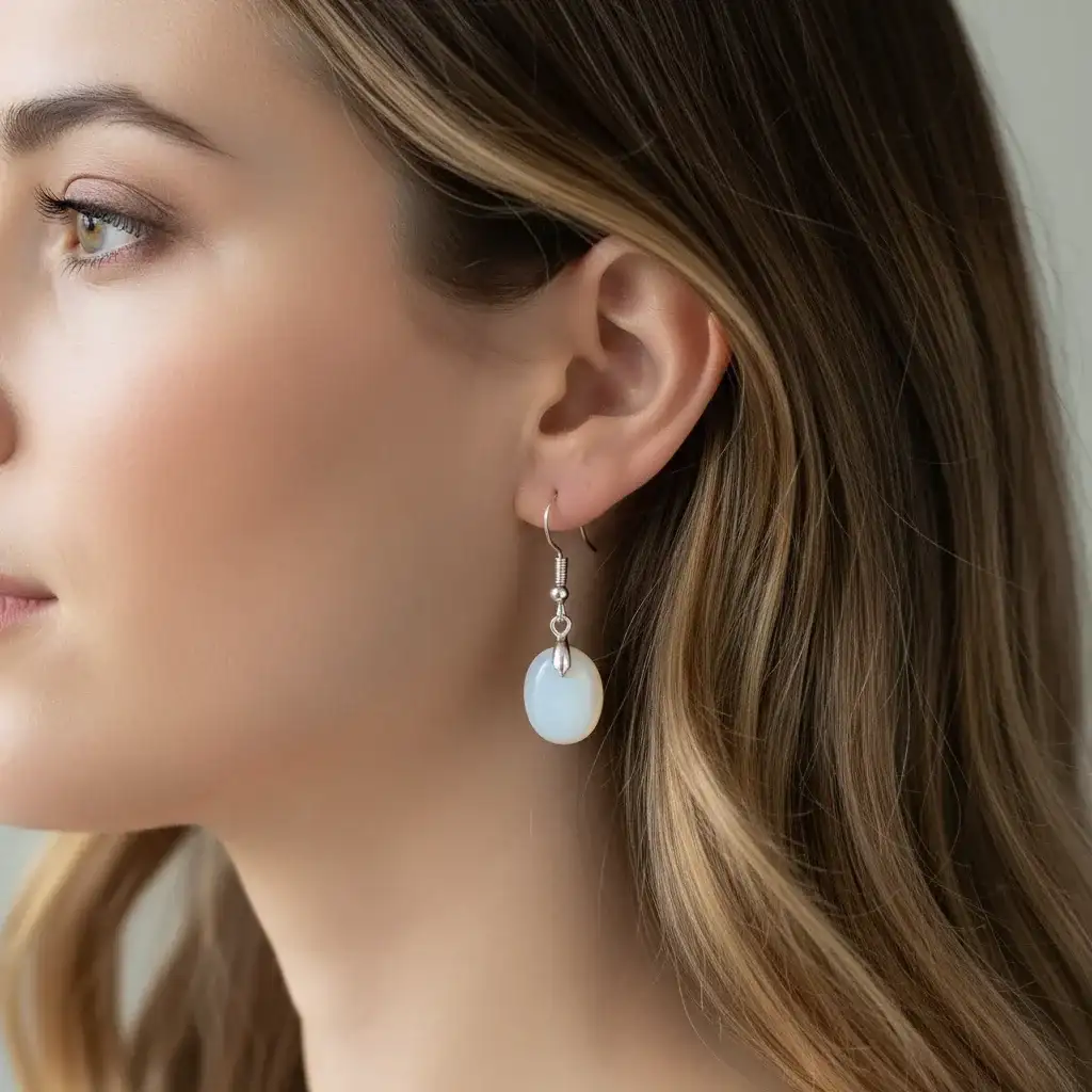 Boucles d'oreilles en Pierre de Lune (BO209 - 2)
