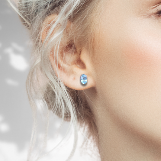 Puces d'oreilles en Topaze bleue (BO147-2)