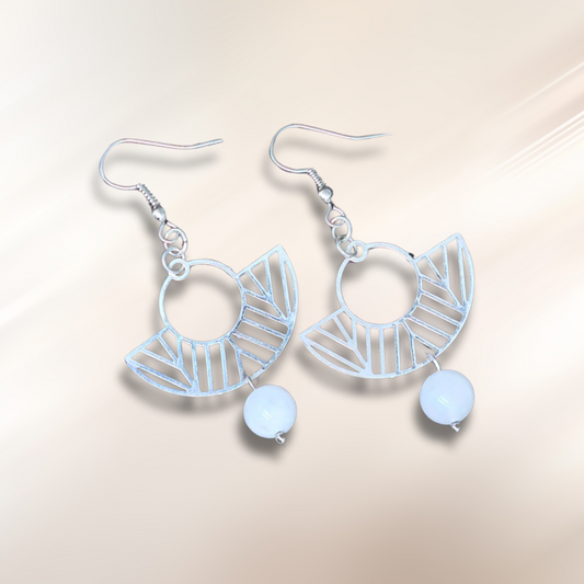 Boucles d'oreilles avec perles en Quartz blanc (BO203)