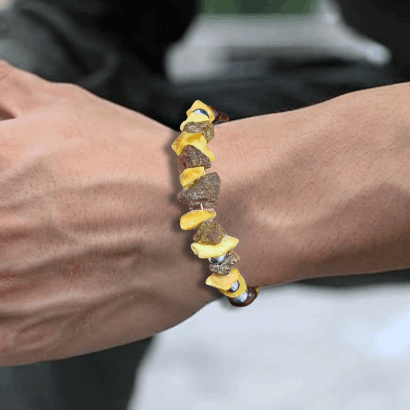 Bracelet en Ambre brute et polie - ENAE Minéraux