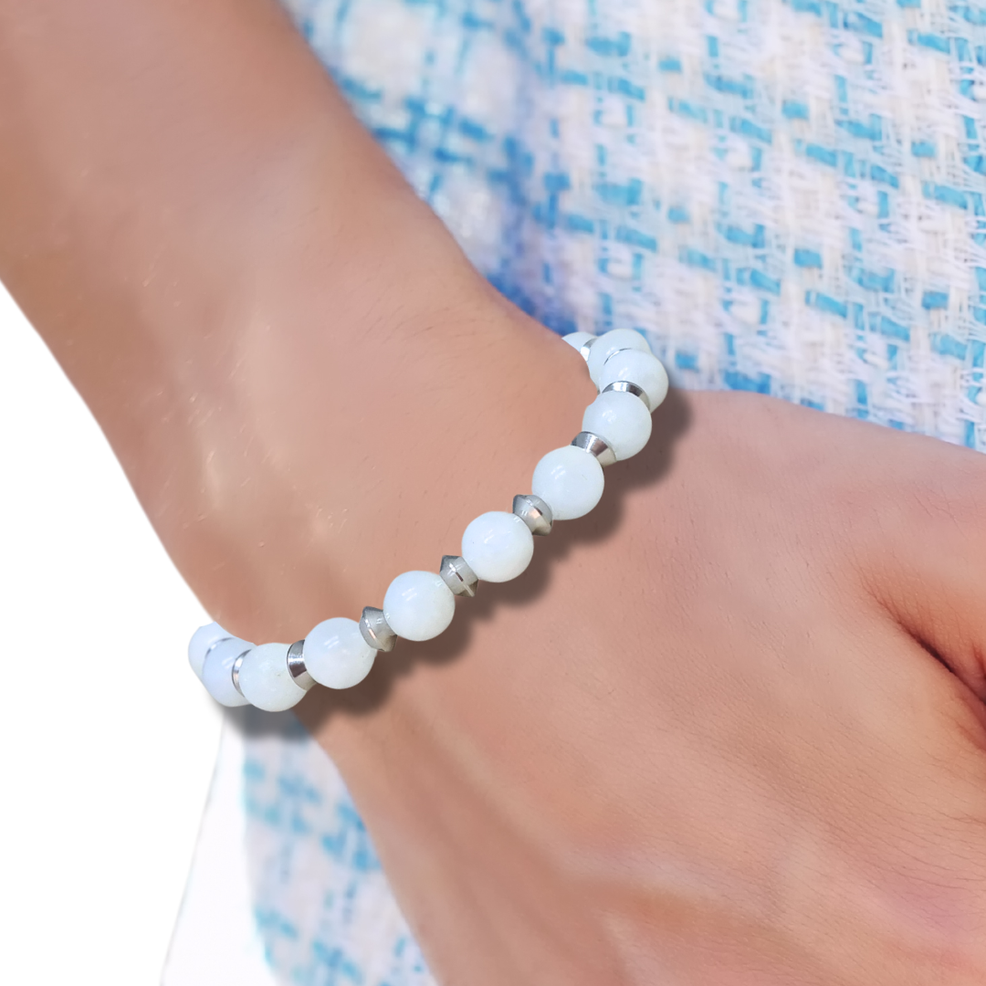 Bracelet en Célestine blanche 8mm