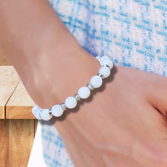 Bracelet en Célestine blanche 8mm