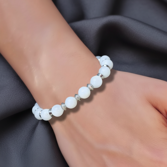Bracelet en Célestine blanche 8mm