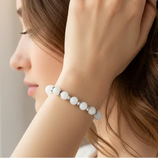 Bracelet en Célestine blanche 8mm