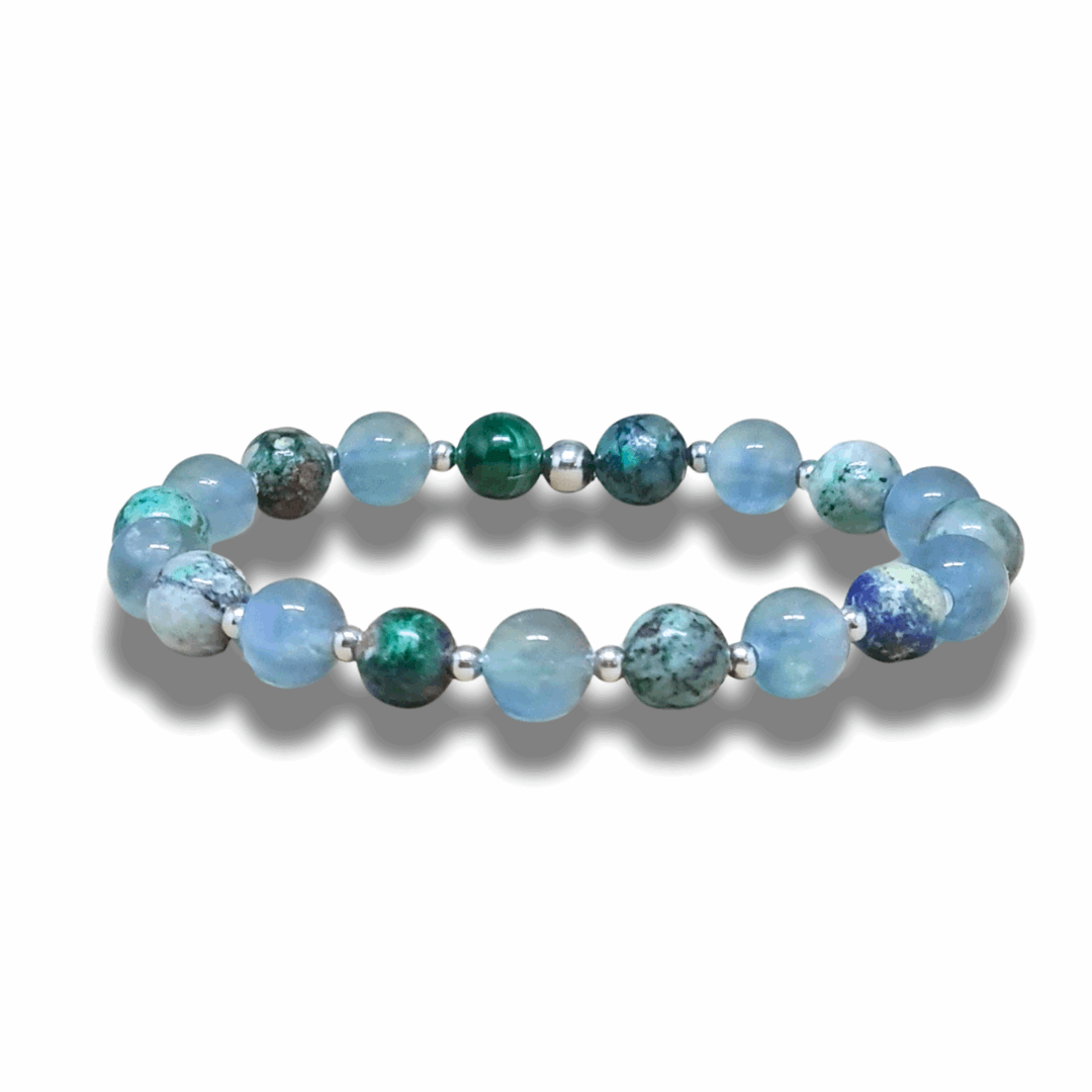 Bracelet en Fluorite bleue et Chrysocolle