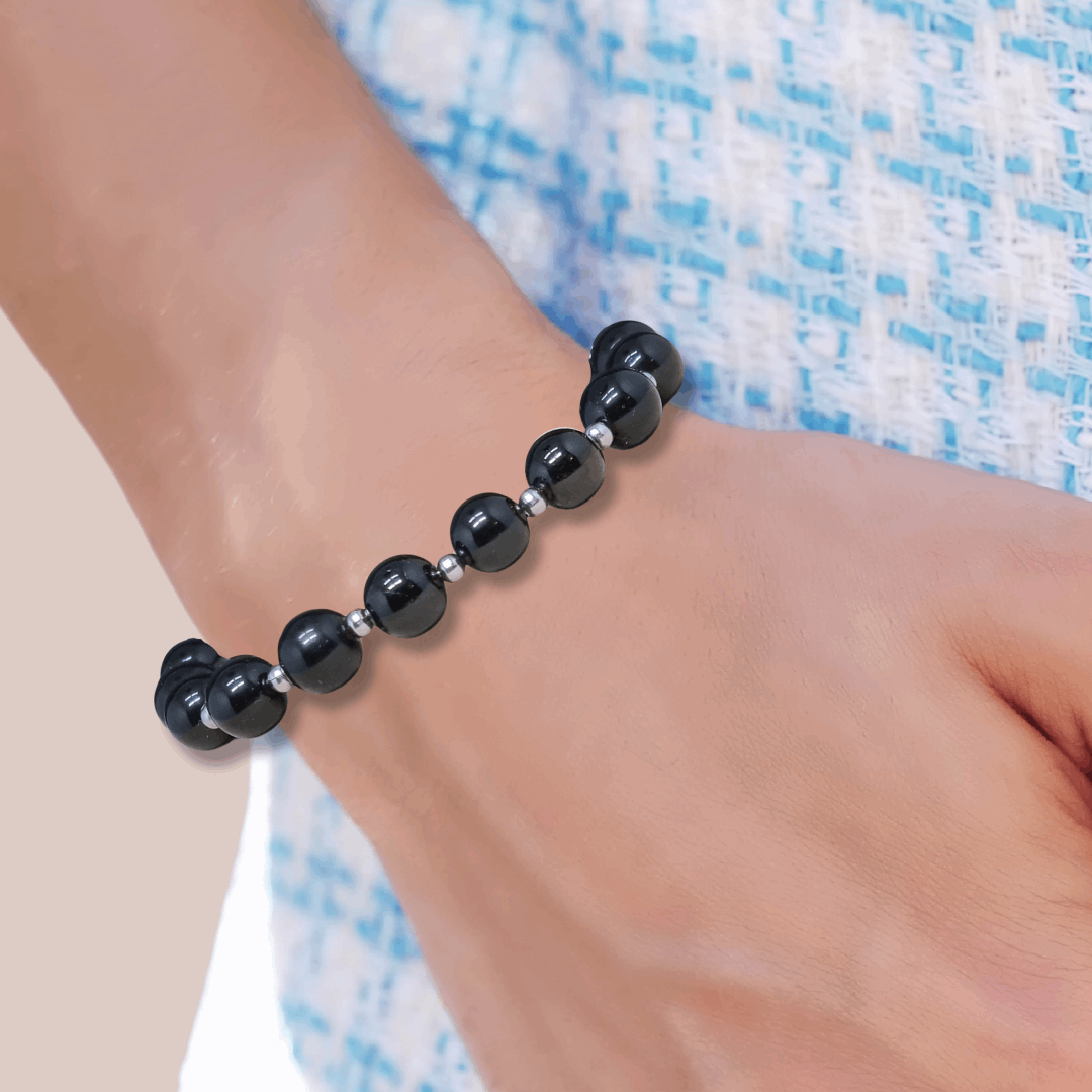 Bracelet en Obsidienne noire 6 ou 8mm au choix