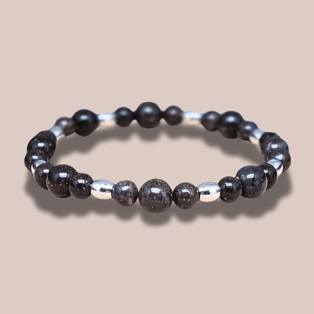 Bracelet en Opale noire du Honduras 6 et 8mm