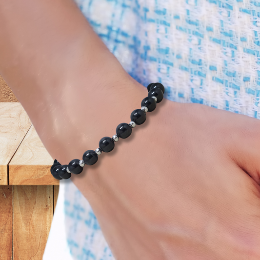 Bracelet en Spinelle noir 6mm