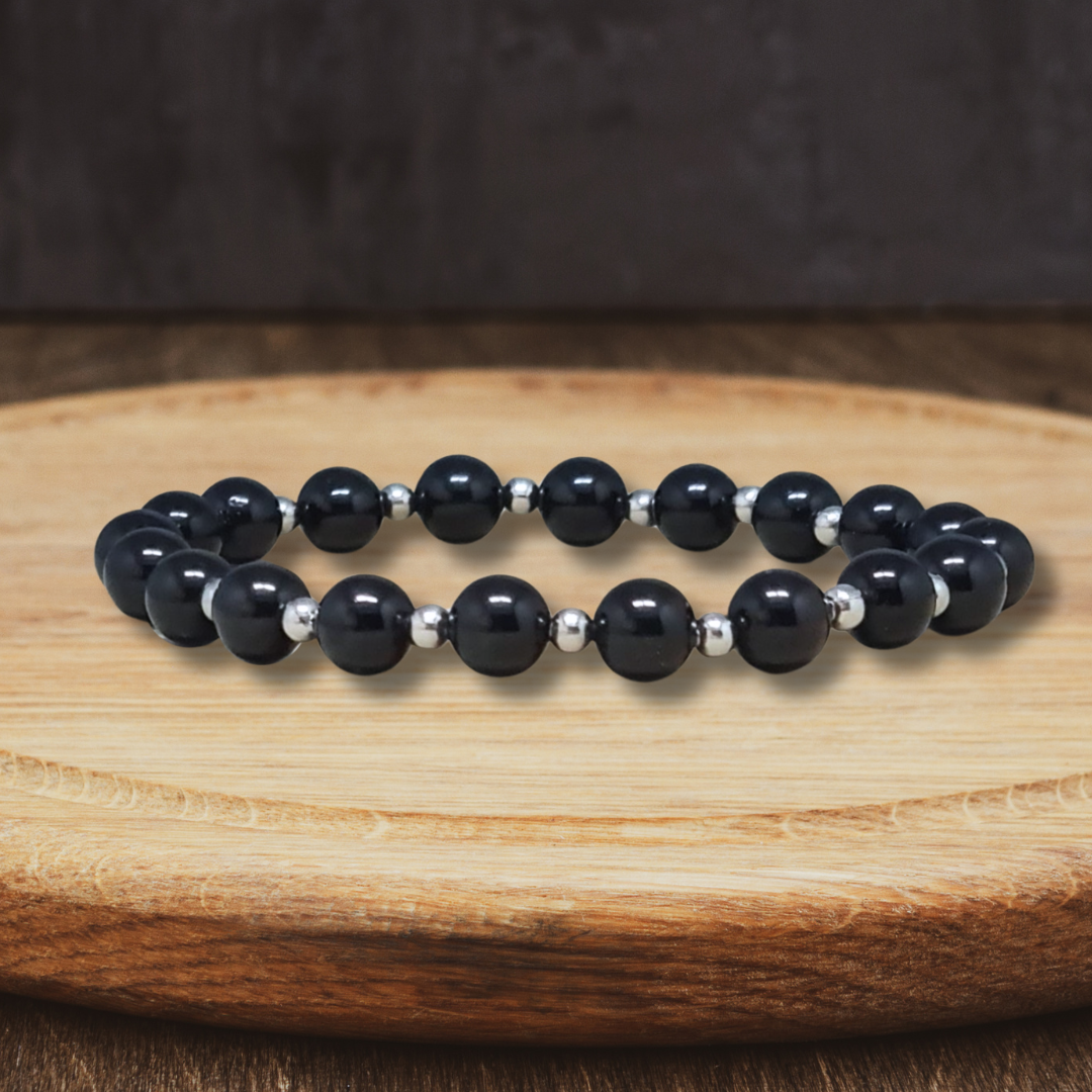Bracelet en Spinelle noir 6mm