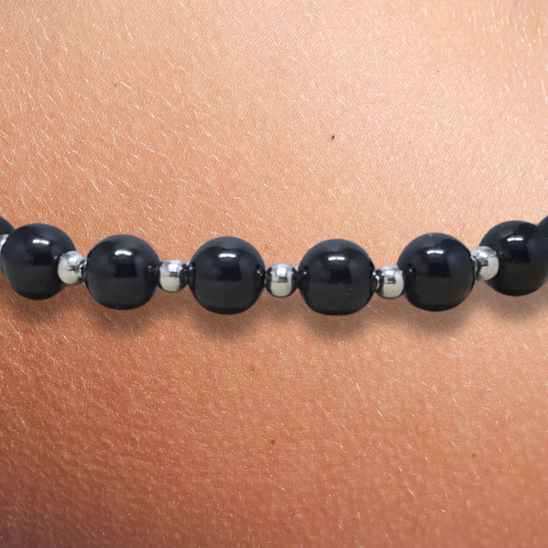 Bracelet en Spinelle noir 6mm