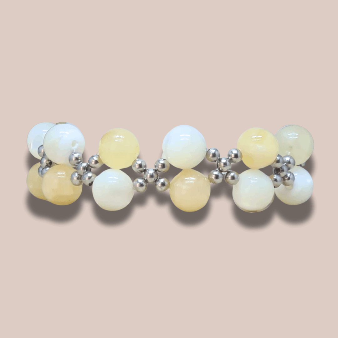 Bracelet tissé en Calcite jaune et Nacre