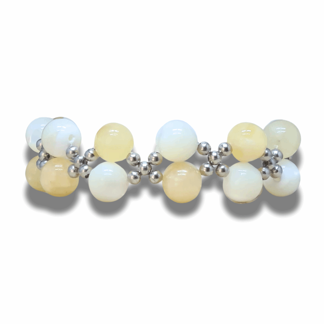 Bracelet tissé en Calcite jaune et Nacre - ENAE Minéraux