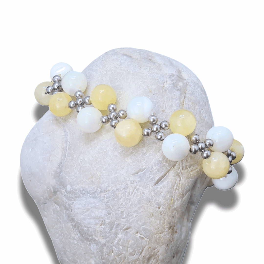 Bracelet tissé en Calcite jaune et Nacre - ENAE Minéraux
