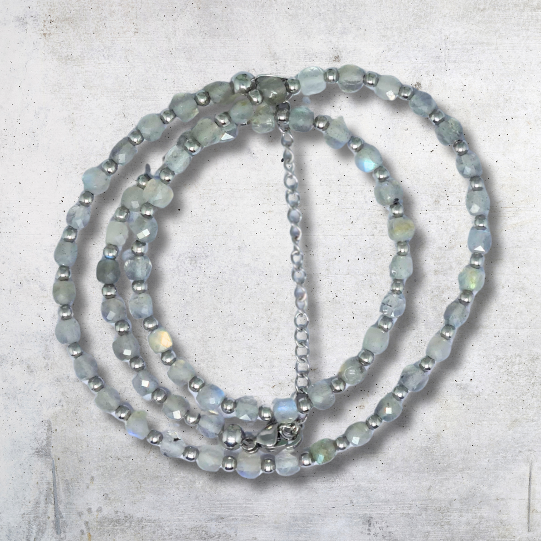 Bracelet triple tour et collier en Labradorite (COLBR23-01) - ENAE Minéraux