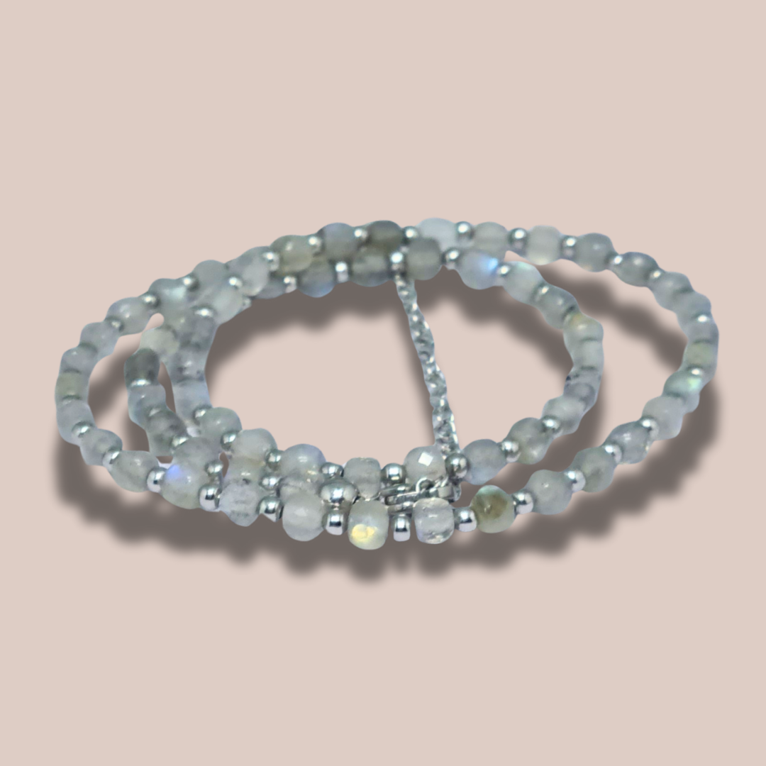 Bracelet triple tour et collier en Labradorite (COLBR23-01)